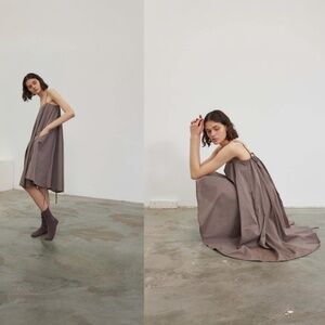 NWT Deiji Studios Tea Dress Cognac Stripe M/L